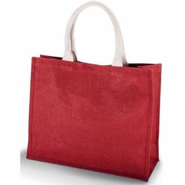 Jute rode strandtas 42 cm