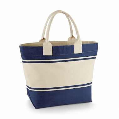 Katoenen strandtas navy 24 liter