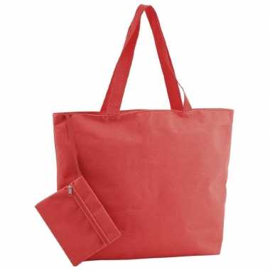 Polyester rode strandtas 47 cm