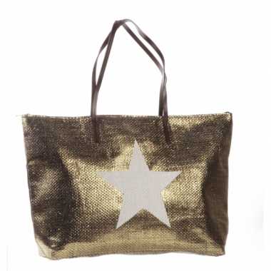 Strandtas met ster brons 50 x 30 cm