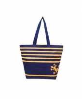 Damestas strandtas blauw oranje gestreept bahia gekko 58 cm