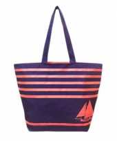 Damestas strandtas maritiem blauw rood strepen bahia boat 58 cm