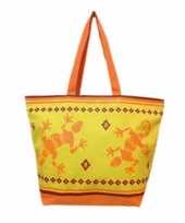 Damestas strandtas zomer reptiel print gekko oranje geel 58 cm