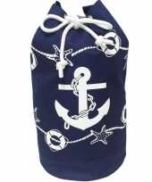 Duffel bag strandtas zak maritiem blauw wit fishermen 54 cm