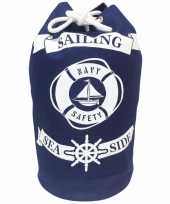 Duffel bag strandtas zak maritiem blauw wit sailing 54 cm