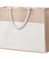Jute katoenen naturel strandtas 44 5 cm