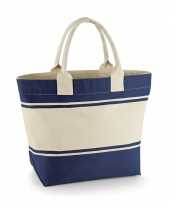 Katoenen strandtas navy 24 liter